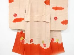 アンティーク　雲に菊模様刺繍着物